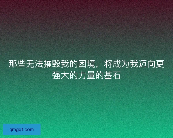 那些无法摧毁我的困境，将成为我迈向更强大的力量的基石
